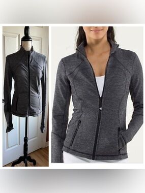 Lululemon Forme Herringbone Full Zip Jacket Athleticwear Athleisure Grey